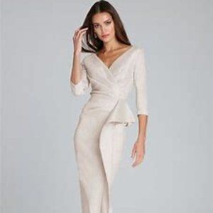 Rickie Freeman for Teri Jon jacquard gown, Light Gold, Size 8